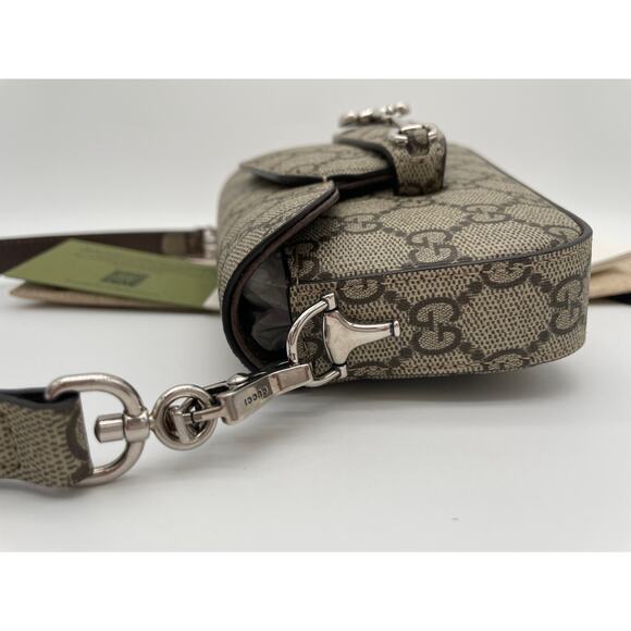 $2800 BRAND NEW GUCCI 1955 HORSEBIT GG SUPREME CANVAS MINI SHOULDER BAG - Picture 8 of 16